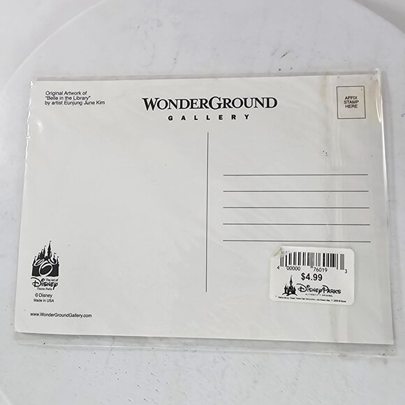 Disney WonderGround Gallery Belle In The Library Postcard By Eunjung June Kim - Picture 2 of 6